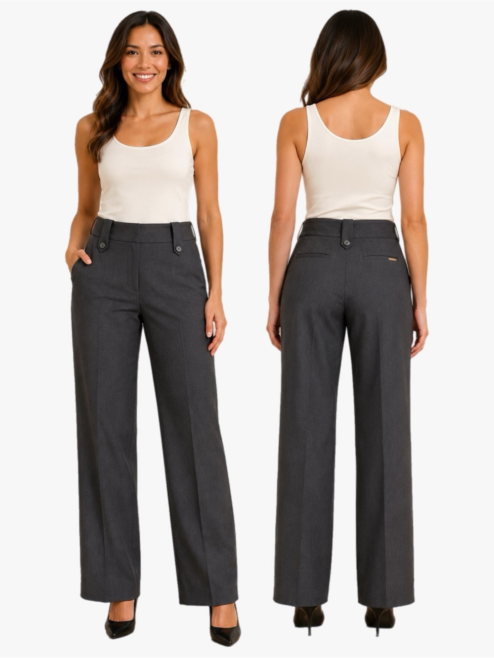 NWT Rekucci Dark Gray Bootcut Stretch Dress Slacks Women’s Plus Size 16